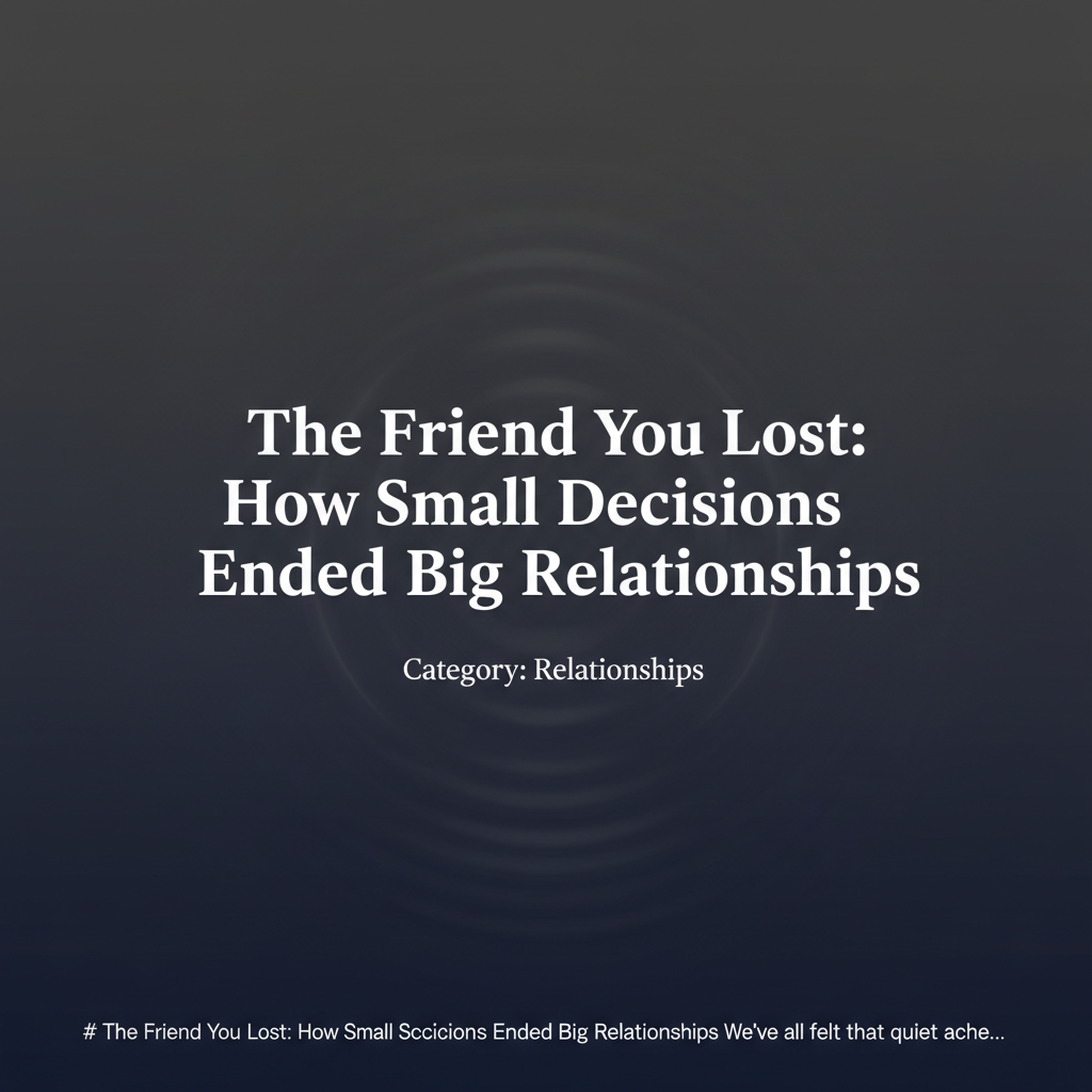The Friend You Lost: How Small Decisions Ended Big Relationships